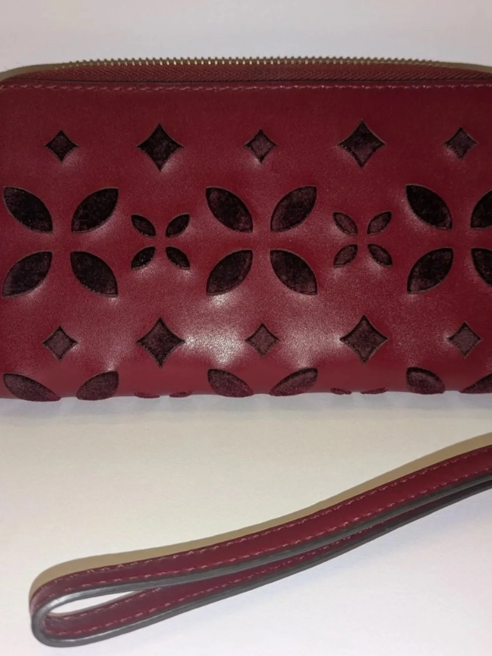 Michael Kors Leather/Velvet Design Wristlet Wallet
